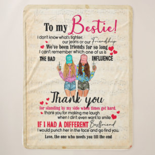 Cobertor Sherpa Bestie Gifts Carta À Minha Bestidade, Muito Obri