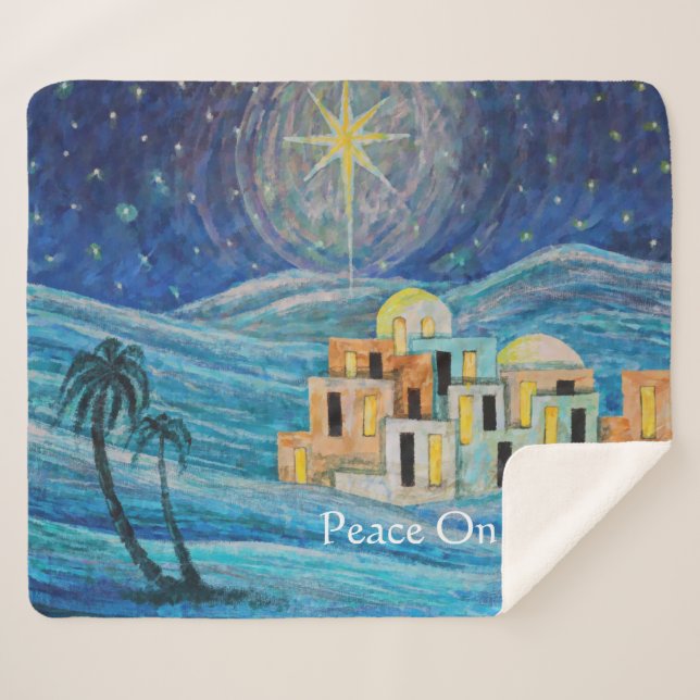 Cobertor Sherpa Bethlehem Star "Paz na Terra" (Frente (Horizontal))