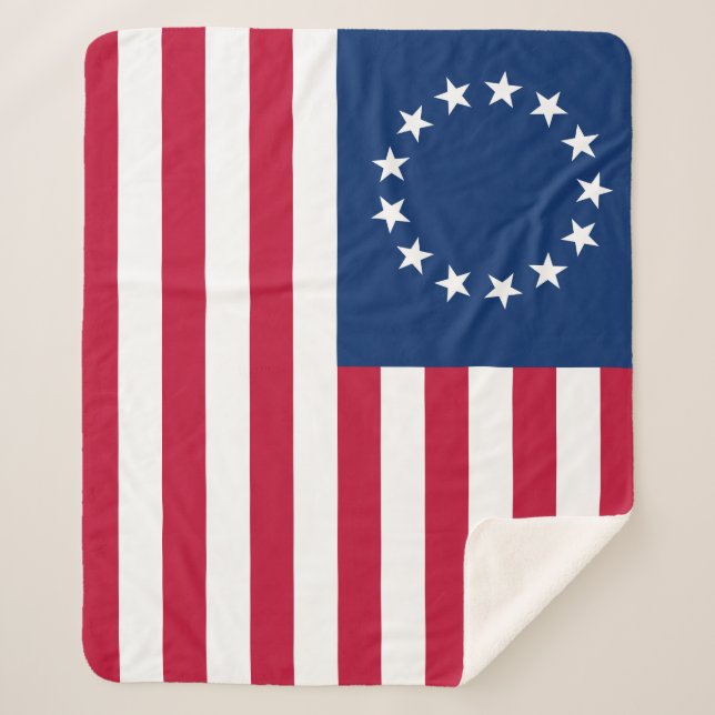 Cobertor Sherpa Betsy Ross Old Glory American Flag (Frente)