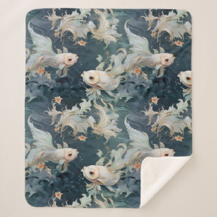 Cobertor Sherpa Betta Fish Blue White