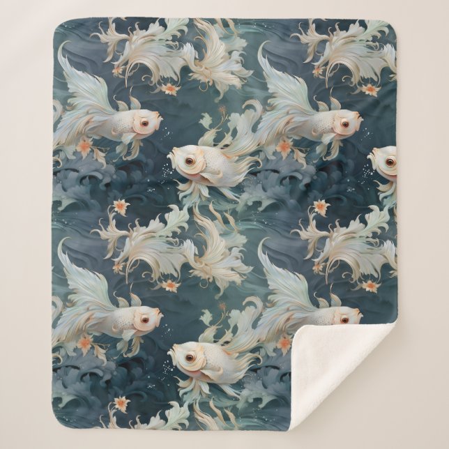 Cobertor Sherpa Betta Fish Blue White (Frente)