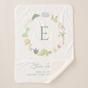 Cobertor Sherpa Bichos Monograma Fora de Ferro Dinossauros Bonitos