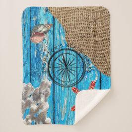 Cobertor Sherpa Bico-estrelado de madeira azul-russo
