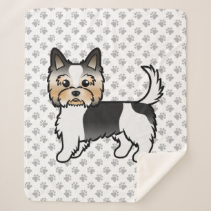 Cobertor Sherpa Biewer Terrier Yorkie Cute Cartoon Dog & Paws