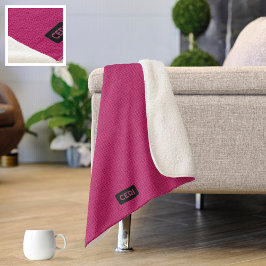 Cobertor Sherpa Big Knitted Stitch Look - Cerise Pink own Initials