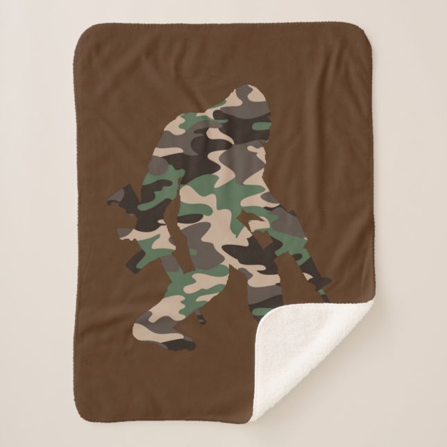 Cobertor Sherpa Bigfoot Sasquatch Camo (Frente)