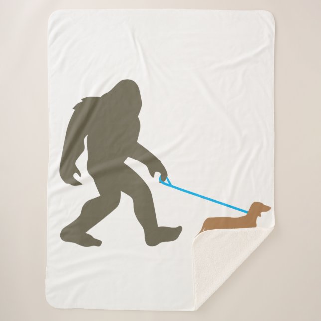 Cobertor Sherpa Bigfoot Walking Dachshund Sasquatch Doxie Dog Gift (Frente)