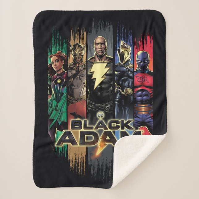 Cobertor Sherpa Black Adam Characters In Stripes Graphic (Frente)