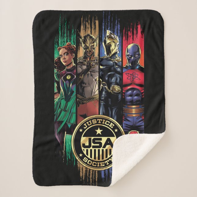 Cobertor Sherpa Black Adam Justice Society Heroes In Stripes (Frente)