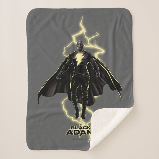 Cobertor Sherpa Black Adam Lightning Silhouette Graphic (Frente)