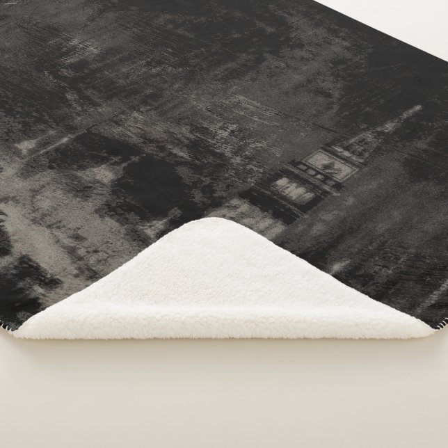 Cobertor Sherpa Black and Taupe Distress Skyline Veneice Itália (3/4)