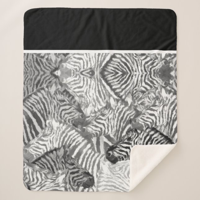 Cobertor Sherpa Black and White Abstract Zebra Art (Frente)