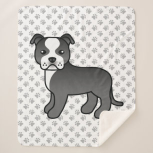 Cobertor Sherpa Black And White Staffordshire Bull Terrier Dog