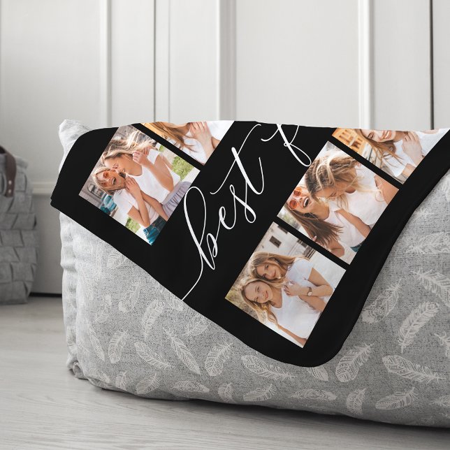 Cobertor Sherpa Black | Best Friends Photo Collage (Criador carregado)