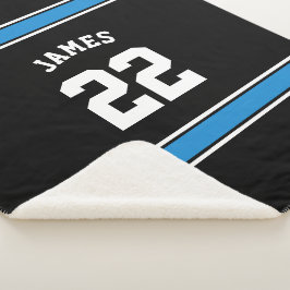 Cobertor Sherpa Black Blue Jersey Novelty Sport Personalizado