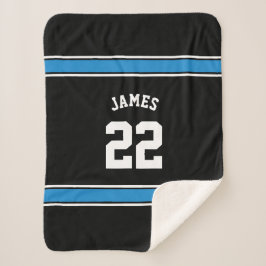 Cobertor Sherpa Black Blue Jersey Novelty Sport Personalizado