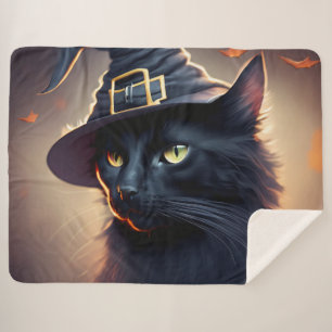 Cobertor Sherpa Black Cat Halloween