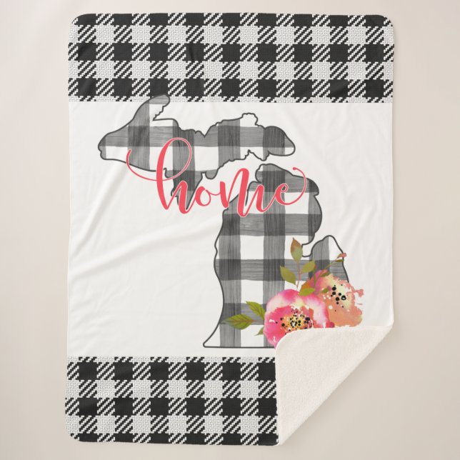 Cobertor Sherpa Black Checked Michigan Sherpa Blanket (Frente)