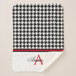 Cobertor Sherpa Black Houndstooth Personalizado