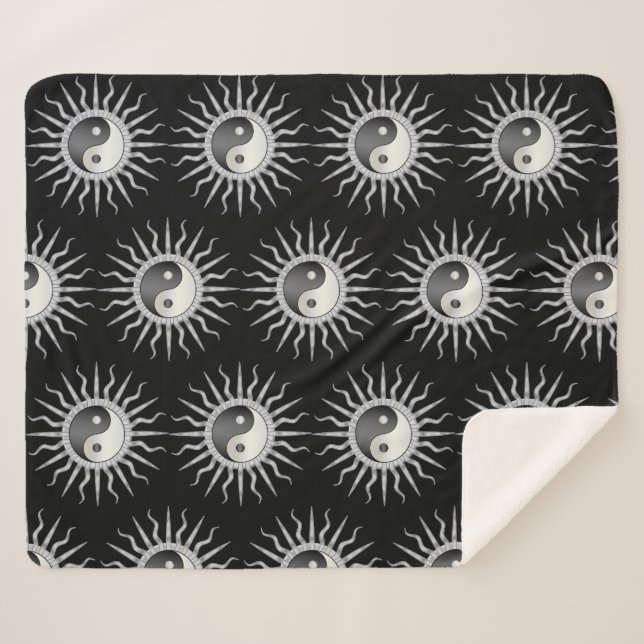 Cobertor Sherpa Black Starburst Yin Yang (Frente (Horizontal))