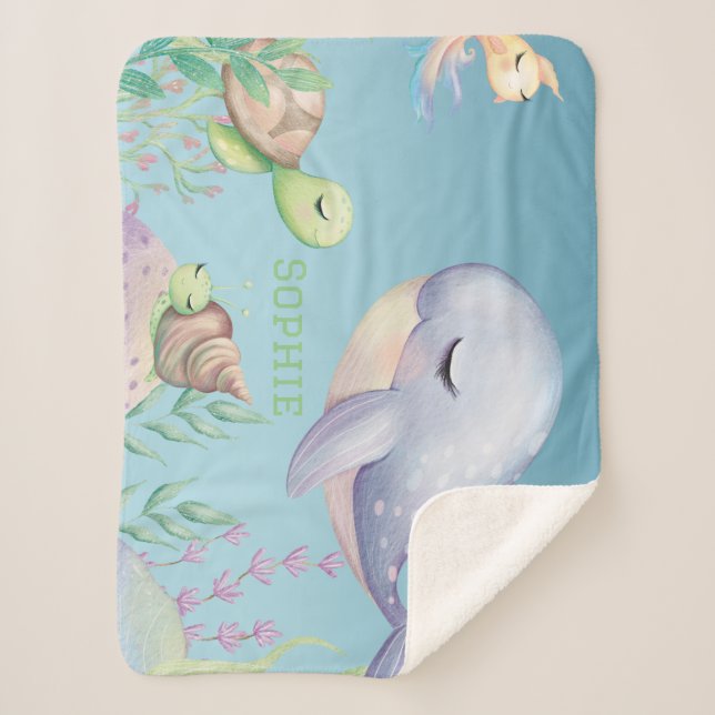 Cobertor Sherpa Blanket de baleia bebê (Frente)