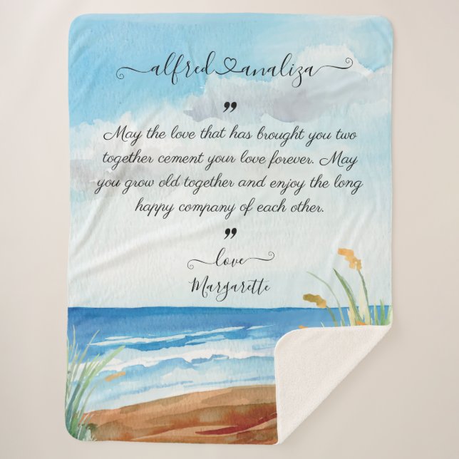 Cobertor Sherpa Blanket de Casamento para Noiva e Groom com Desejo (Frente)