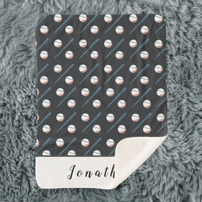 Cobertor Sherpa Blanket de nome personalizado do tema de beisebol  (Criador carregado)