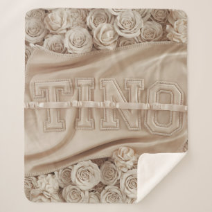 Cobertor Sherpa Blanket de Rosa bordado TINO