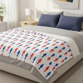 Cobertor Sherpa Blanket with red and blue fish, nautical design