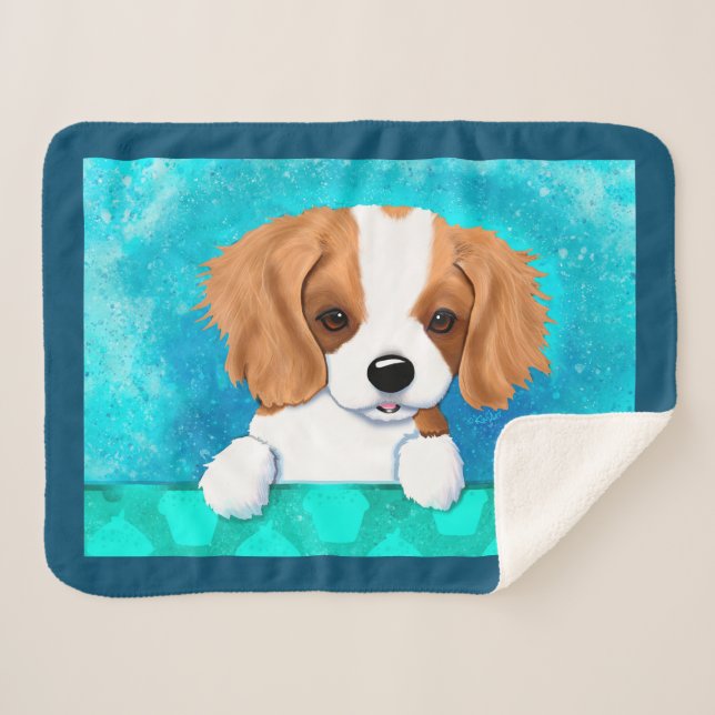 Cobertor Sherpa Blenheim Cavalier Spaniel Puppy (Frente (Horizontal))