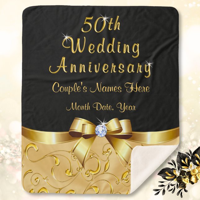 Cobertor Sherpa Blindíssima 50ª Aniversário de Casamento (Personalized 50th wedding anniversary gift for parents or grandparents. 50th anniversary blanket. )