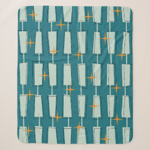 Cobertor Sherpa Blocos Atômicos Teal, Aqua em Estilo Moderno de Me