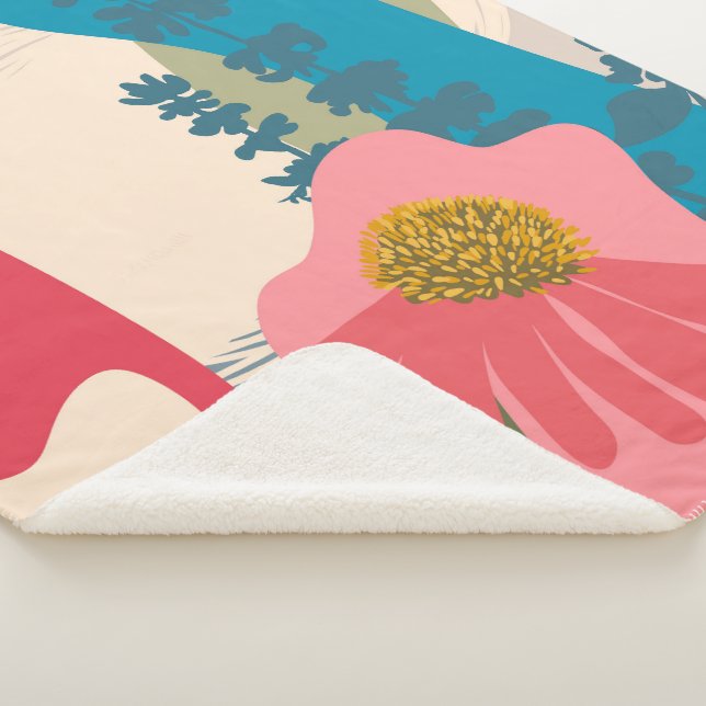 Cobertor Sherpa Blocos de cores modernas artísticas do Echinacea A (3/4)