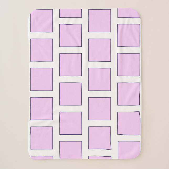 Cobertor Sherpa Blocos Rosa Minimalísticos na moda Jogam em Aberto (Frente)