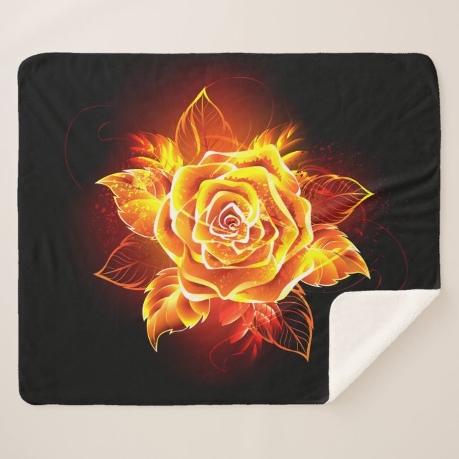 Cobertor Sherpa Blooming Fire Rosa (Frente (Horizontal))