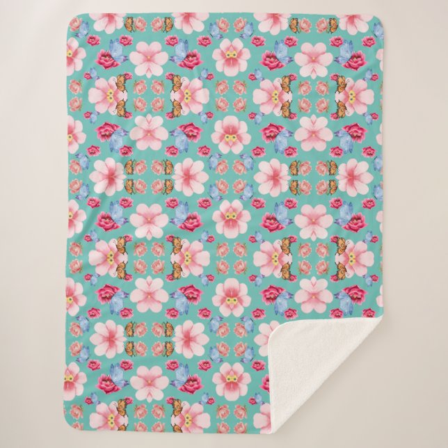 Cobertor Sherpa Blooming flower garden (Frente)