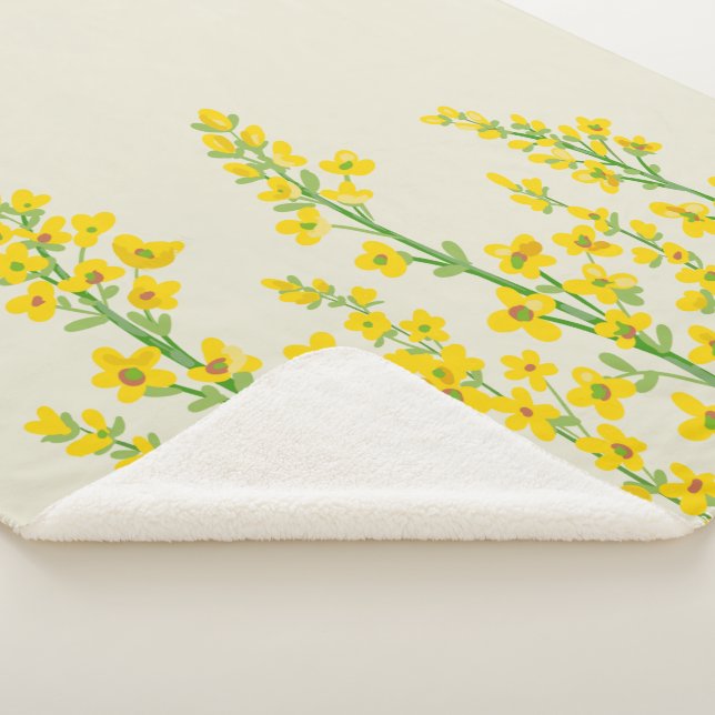 Cobertor Sherpa Blooms Florais de Citrina Moderna Amarelo (3/4)