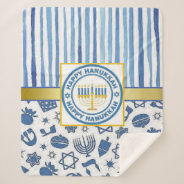 Cobertor Sherpa Blue Hanukkah