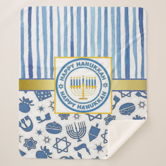 Cobertor Sherpa Blue Hanukkah