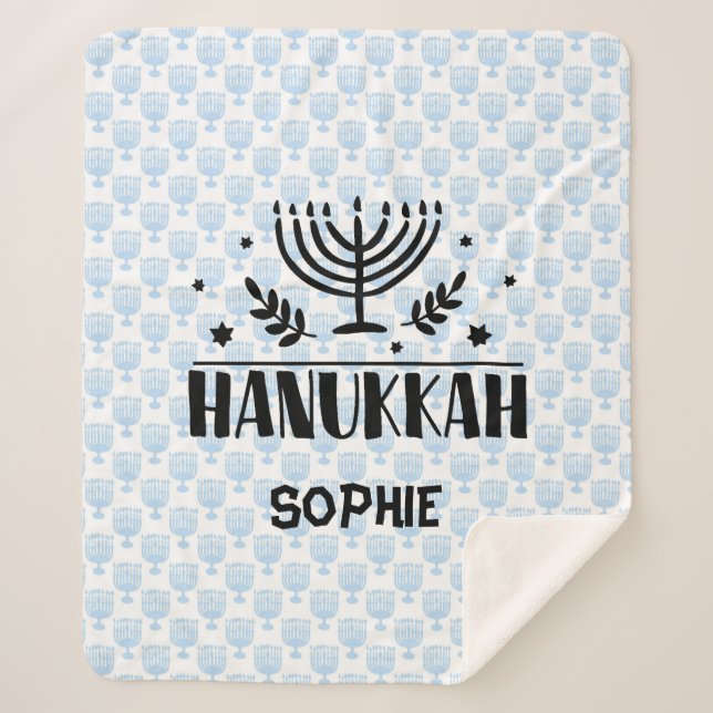 Cobertor Sherpa Blue Hanukkah (Frente)