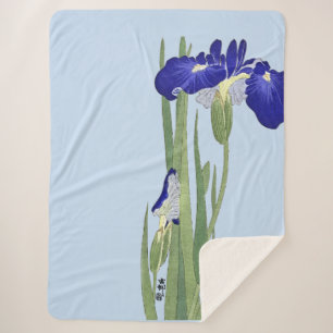 Cobertor Sherpa Blue Irises de Ohara Koson