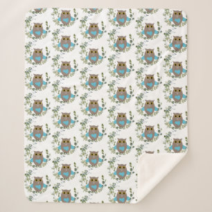 Cobertor Sherpa Blue Owl Eucalyptus