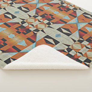 Cobertor Sherpa Blue Red Orange Taupe Brown Black Arte Tribal