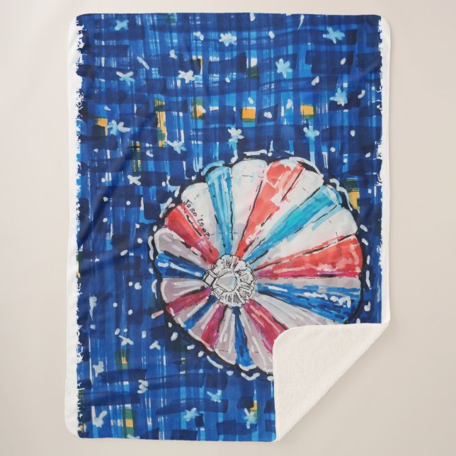 Cobertor Sherpa Blue Sky Hot Air Balloon (Frente)