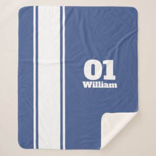Cobertor Sherpa Blue Sport Stripe Monograma Sherpa Blanket