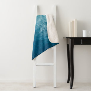 Cobertor Sherpa Blue Tranquil Ocean Ondas Natureza Abstrato Art