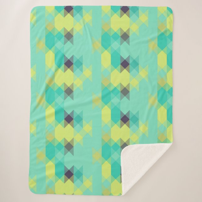 Cobertor Sherpa blue yellow turquoise yellow and aqua  (Frente)