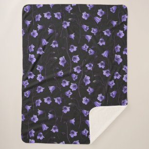 Cobertor Sherpa Bluebells à meia-noite, Harebeldes, Flores