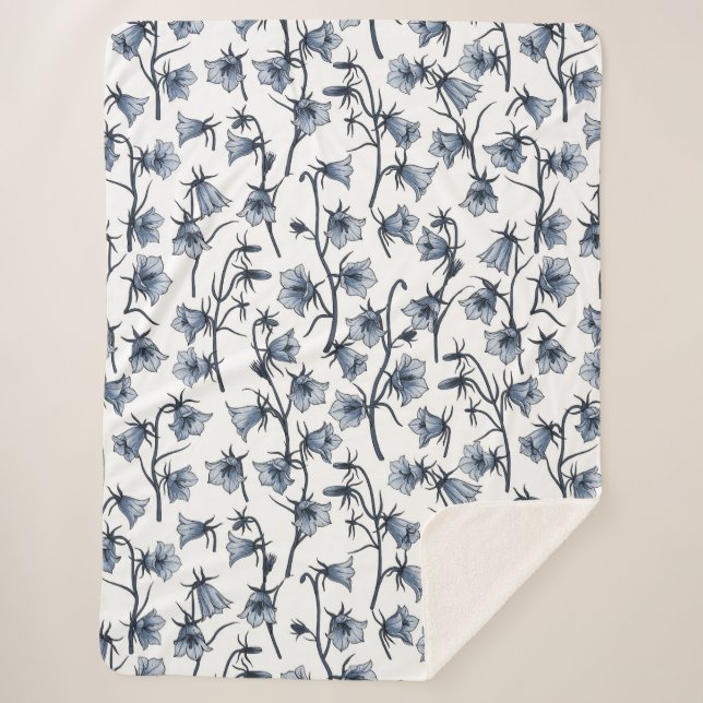 Cobertor Sherpa Bluebells, Harebeldes, Flores (Frente)