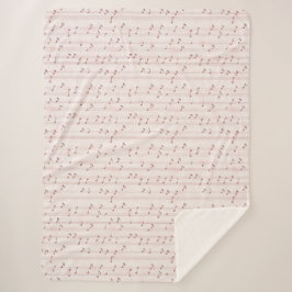 Cobertor Sherpa Blush Pink Brown Music Notes